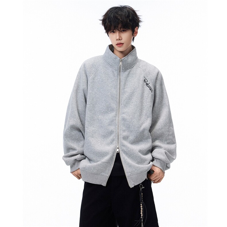 美式重磅开衫卫衣男女立领外套新款情侣装宽松百搭上衣WY40，女装短外套，星座516A