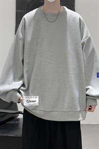 华夫格卫衣圆领卫衣男大码长袖t恤男外套 HW76062-P30加绒款-P40图片