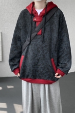 WY10158-特P55控98新款连帽撞色解构拼接大码男宽松情侣卫衣，男装卫衣，电商A059