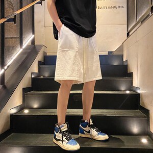 直播品做旧重水洗 立体裁剪拼接工装短裤五分裤 K9805/P45 白色2图片
