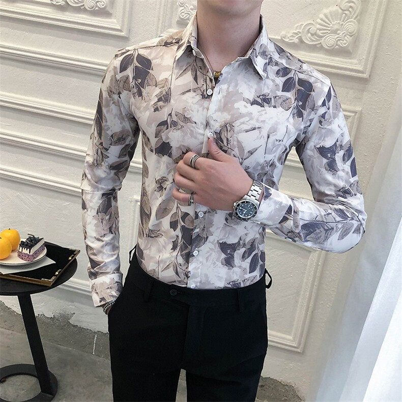 312A-5-283-P55长袖高级感秋季休闲英伦发型师韩版纯色男士衬衣,男装衬衫,星座312A-5