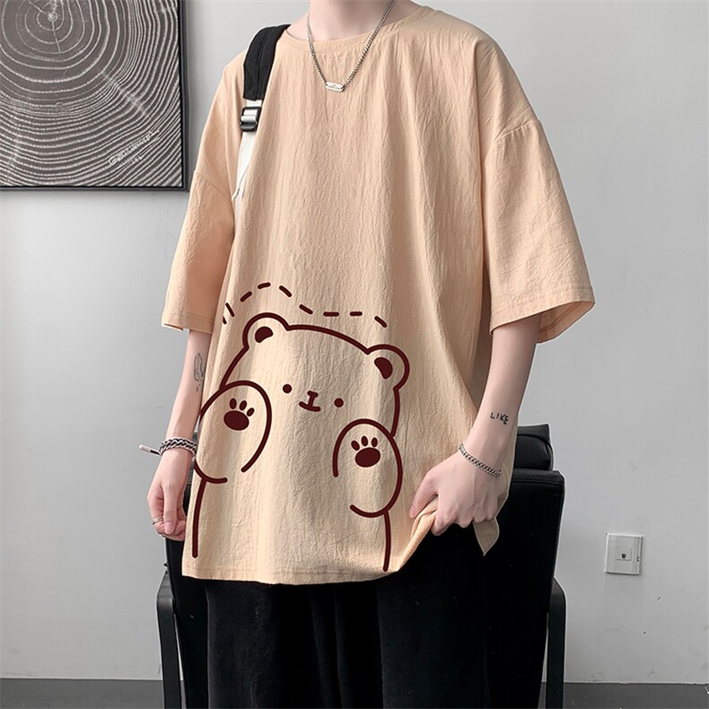 YT26236-P30亚短袖t恤男大码五分袖男宽松七分袖港风模特,男装T恤,电商A040