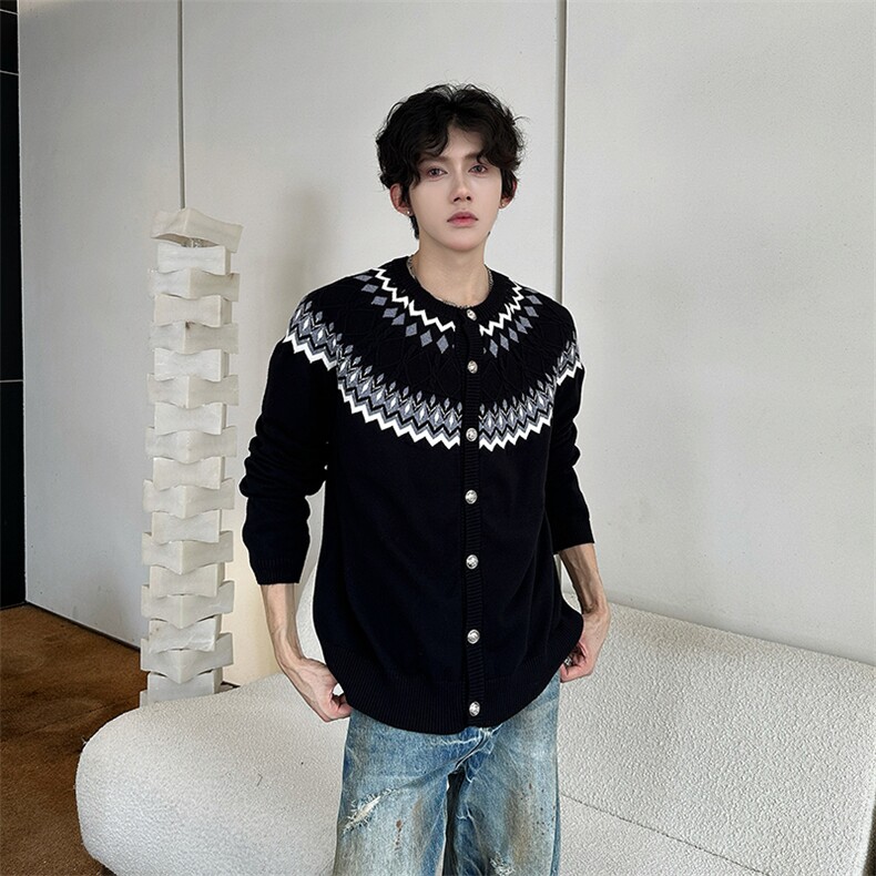 美式费尔岛针织毛衣男Cleanfit轻奢老钱开衫插肩上衣MY09563-P65,男装针织衫/毛衣,星座308B-2