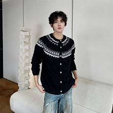 美式费尔岛针织毛衣男Cleanfit轻奢老钱开衫插肩上衣MY09563-P65，男装针织衫/毛衣，星座308B-2