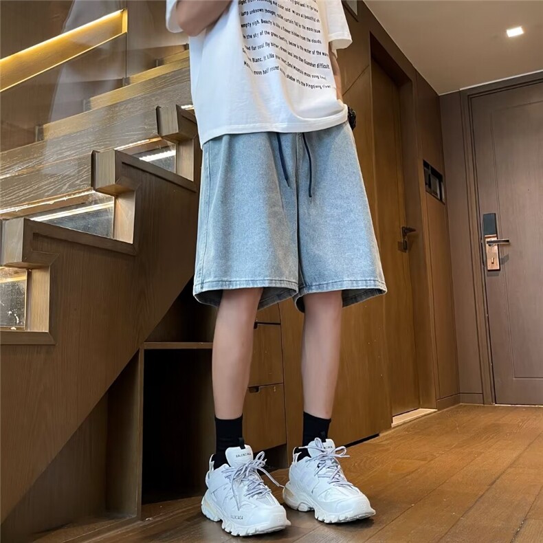 牛仔短裤男夏季薄款潮牌宽松男生中裤男士五分裤子NM770,男装牛仔裤,星座1116A-1（原606A）