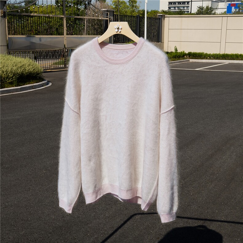 羊绒衫女100纯羊绒针织毛衣女圆领通勤百搭长袖套头衫拉绒毛衣，女装羊绒衫，诚赞羊绒