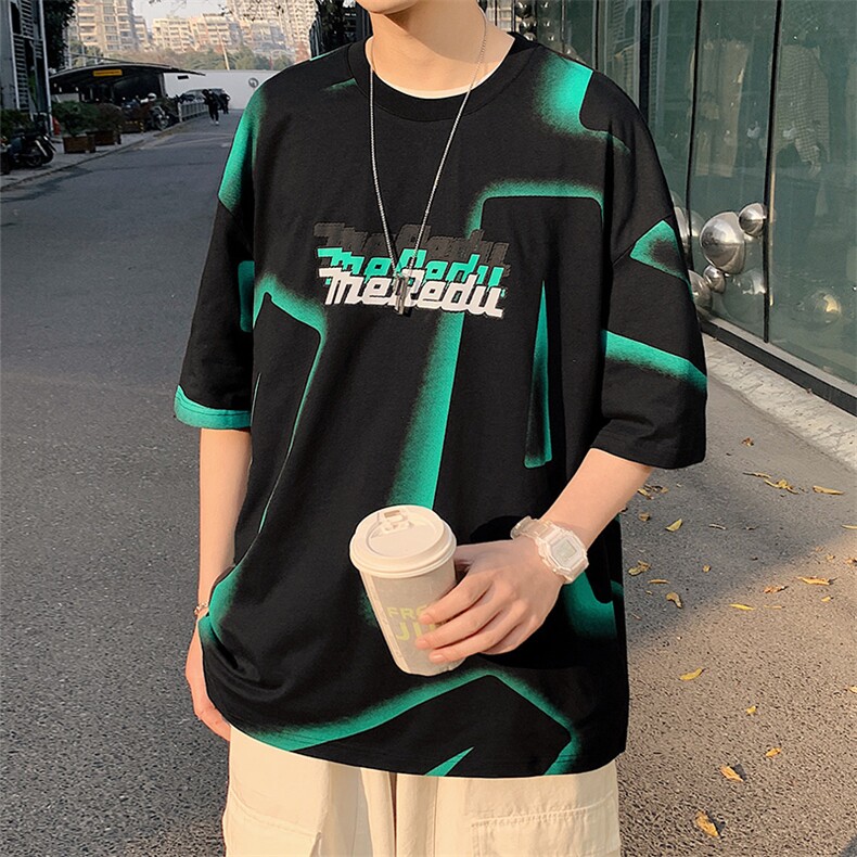 抖音得物高品质40支双纱精梳棉学生潮纯棉短袖T恤男女T7197-P45,男装T恤,电商A441-1