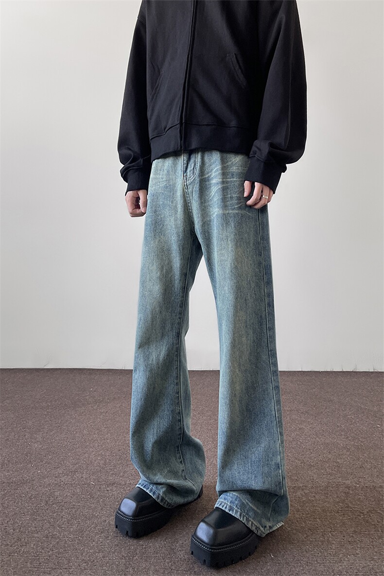 美式高街vibe重工艺做旧水洗hiphop喇叭牛仔裤货号K2402P60,男装牛仔裤,电商A063