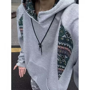 春秋重磅加绒纯色连帽卫衣男2025新款美式潮牌宽松慵懒风情侣外套图片