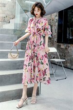 专柜4390元品牌折扣女装春夏新款桑蚕丝连衣裙欧9140P，女装连衣裙，依如秀(原杭风阁)
