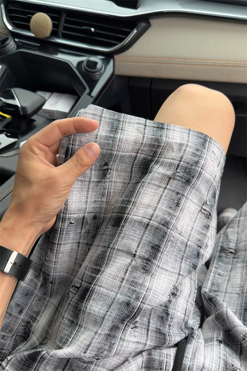 港风高街痞帅复古格子短裤休闲百搭随性潮流五分裤K765TP30控48,男装牛仔裤,电商A102B