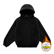 480G重磅加绒硬挺boxy男女秋冬美式高街防风高领卫衣开衫厚外套，女装短外套，电商A486-1