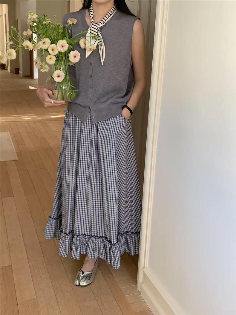 2025年夏季单排扣针织马甲女高级感洋气无袖开衫潮，女装马甲，斯尔特羊绒