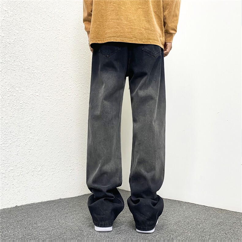 k786-p55-控78M-5XL渐变拼色黄泥在高阶宽松大码牛仔裤cityboy,男装牛仔裤,星座116