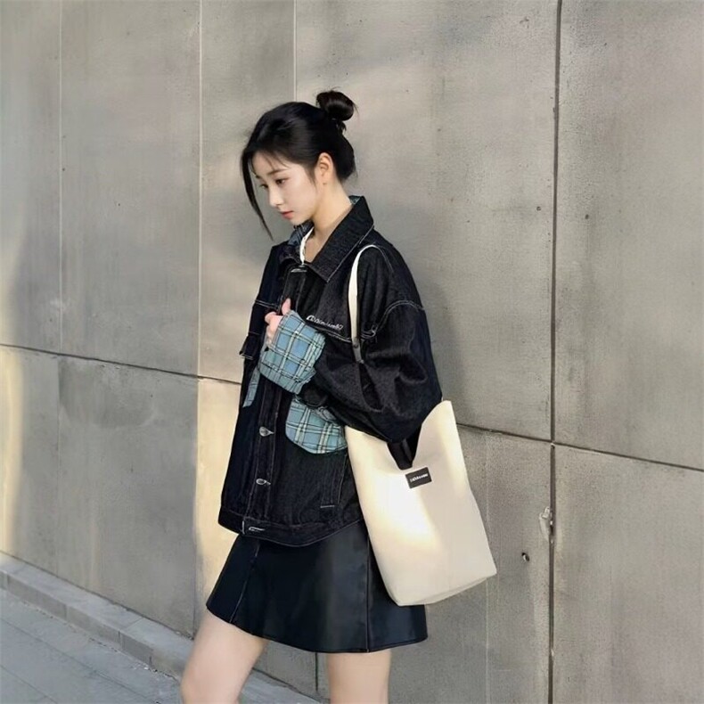 W9446-P73网图现货新款美式格子口袋拼接牛仔外套休闲工装夹克,男装夹克,星座1608-2