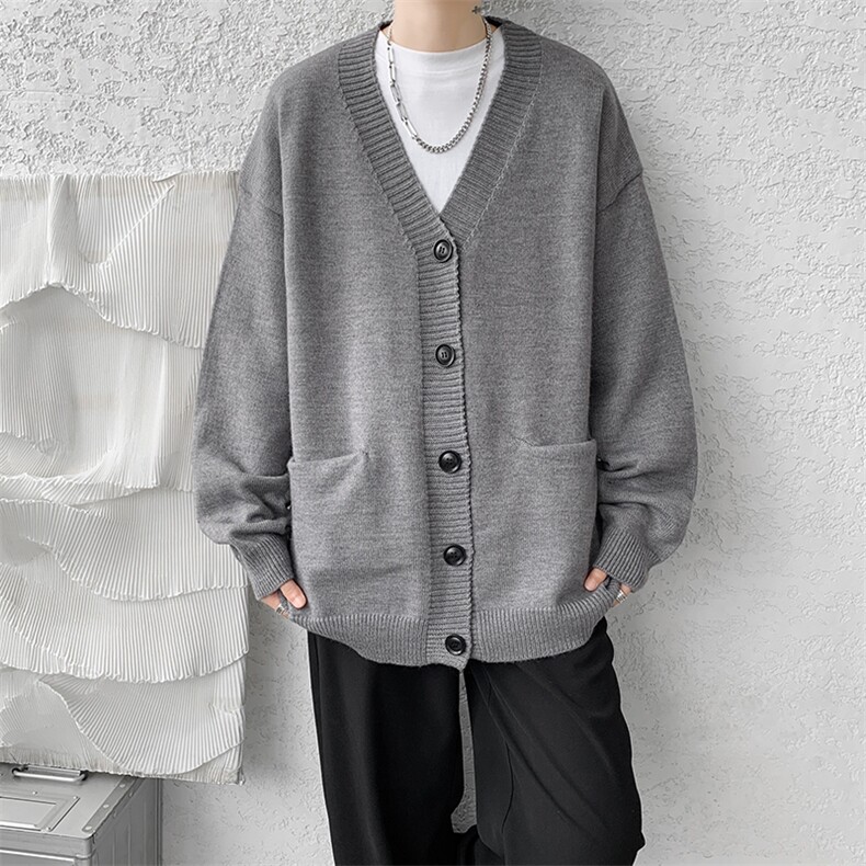 8XL-M大码V领开衫毛衣外套男日系复古宽松慵懒风针织衫KS002p55,男装针织衫/毛衣,电商B312