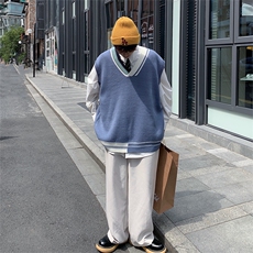 仓库大货秋冬不规则马甲男针织衫男套头针织衫毛衣MJ003-P55，男装背心/马甲，电商A059