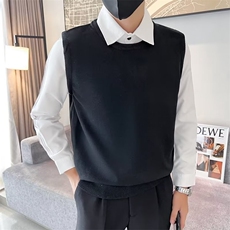 秋款假两件针织毛衣男条纹衬衫领秋季新款男装长袖外穿线衣潮S901，男装针织衫/毛衣，星座1116A-2（原606A-1）