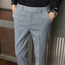 C1450秋冬新款男小西裤长裤修身休闲裤英伦-菊花图案-浅灰，男装西裤，电商A211