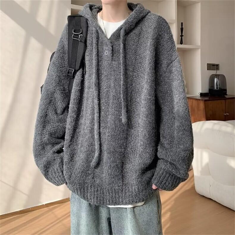 日系复古学院风麻花连帽毛衣男女秋冬宽松慵懒风情侣百搭G20/P75,男装针织衫/毛衣,星座506