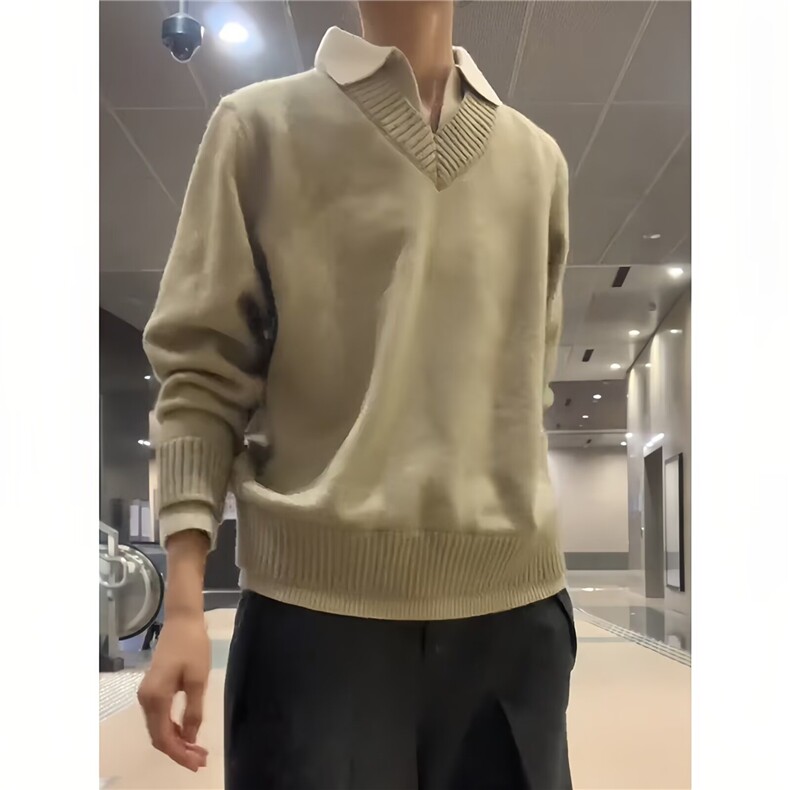 翻领毛衣女秋季长袖宽松显瘦上衣POLO领针织衫打底衫LM0388-P60,男装T恤,星座1008