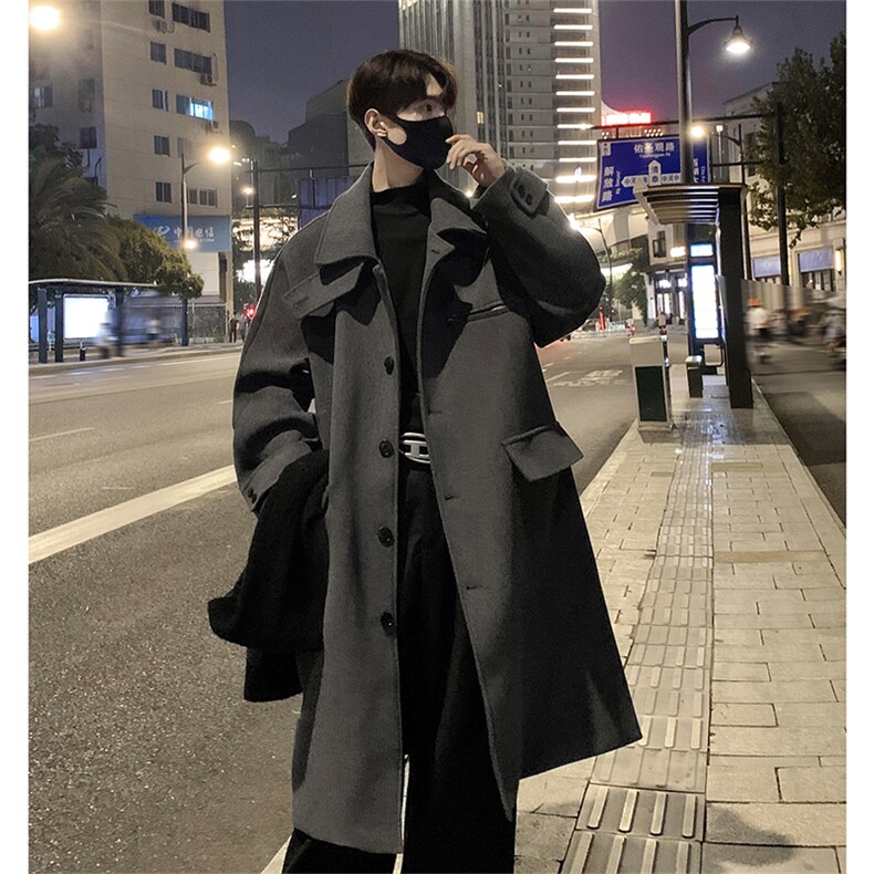 FY518-P125控168700克重磅长款毛呢外套男慵懒风宽松呢子大衣,女装短外套,电商A058-1（原电商C417）