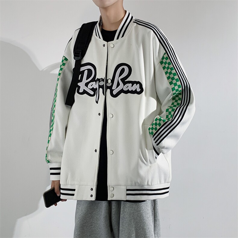 秋季潮牌棒球服男女潮流港风学院风华夫格夹克外套模J203-P75,男装夹克,星座815-2
