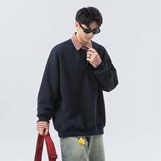 学院风polo领假两件卫衣男cp136-特p55，男装卫衣，电商B371