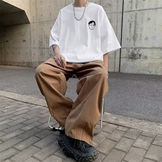 春秋季休闲裤男百搭宽松垂感阔腿裤日系潮牌痞帅直筒裤子K104，男装休闲裤，星座1116A-1（原606A）