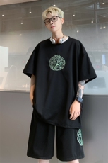 量大优供视频菠萝格套装刺绣短袖短裤男大码M-5XTZ27-特P48，男装牛仔裤，电商B325