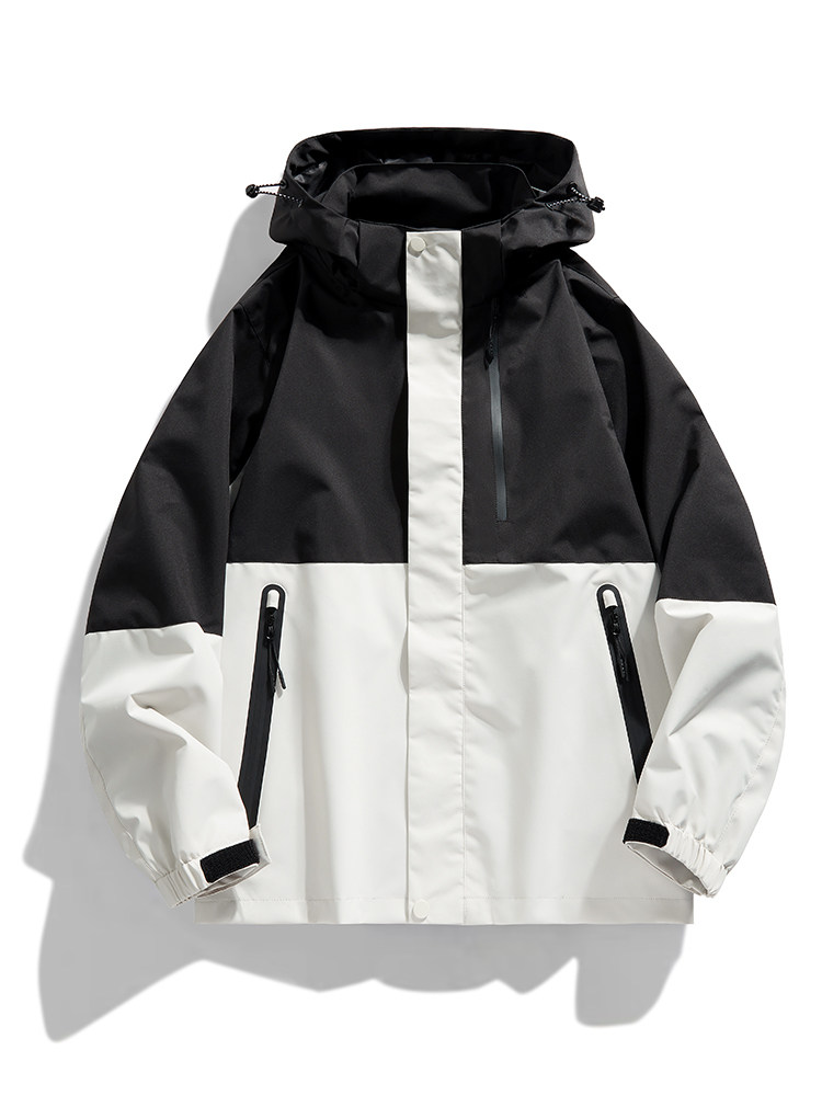 户外撞色连帽冲锋衣情侣外套防风登山服夹克男平铺YHJK8828-P70,男装夹克,星座717