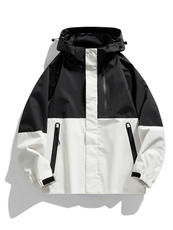 户外撞色连帽冲锋衣情侣外套防风登山服夹克男平铺YHJK8828-P70，男装夹克，星座717