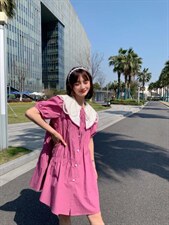 双层娃娃领，韩风连衣裙，女装连衣裙，爱娜.悦儿