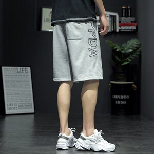 2021夏季新灰墙日系大码男休闲字母刺绣卫裤绣花短裤K2037-P35图片