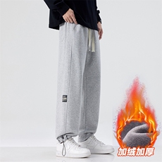 男宽松直筒运动休闲长裤秋冬加绒加厚阔腿卫裤子D017-P45加绒P50，男装休闲裤，星座509