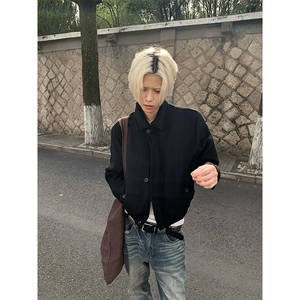 秋冬毛呢夹克加厚挺阔骨感正肩短宽拉链夹克外套hxd003-特p108图片