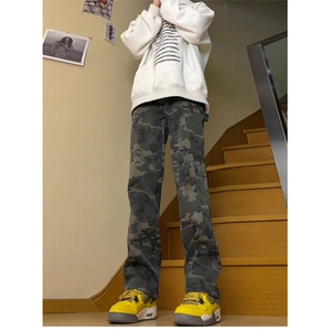 1014-1-KZ2436-特P40-美式ins高街迷彩牛仔裤男图片