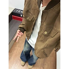 【有货】重磅哈灵顿夹克棕色做旧棒球服工装夹克JK795特P73，男装夹克，星座908-1