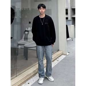 抖音得物二开现货供应春装重磅美式高街宽松印花长袖T恤CT902图片