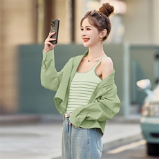 小个子牛仔短外套女2026春秋薄款衬衫宽松休闲开衫背心上衣，女装短外套，微微衣阁