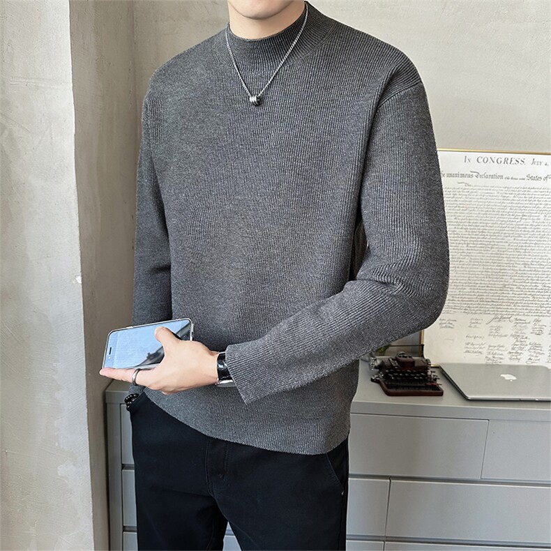 店主风秋季新款半高领毛衣针织衫男上衣保暖打底衫B338-6231-P65,男装T恤,电商B338