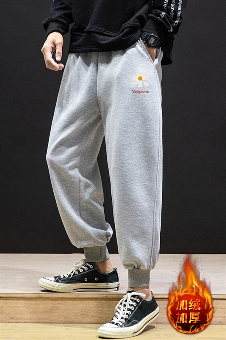 K12059-P40加绒P50束脚纯棉运动裤男士休闲裤大码宽松卫裤男,男装休闲裤,电商A040A
