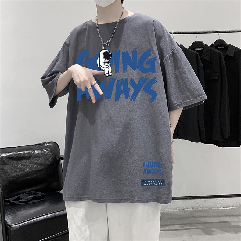 YT26230-P30NASA亚短袖t恤男大码五分袖男宽松七分袖港风模特,男装T恤,电商A040