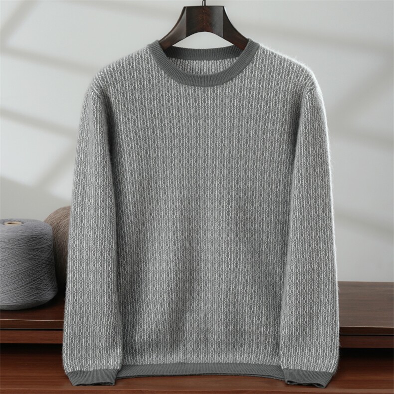 秋冬新款针织套头上衣男时尚百搭，男装针织衫/毛衣，隆格羊绒