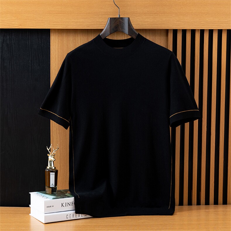 男士简约百搭休闲纯色圆领男款短袖，男装T恤，宇灿羊绒