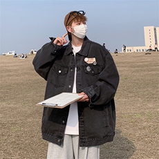 Wt8323-P58日系复古宽松型徽章牛仔夹克，男装夹克，星座1501-1