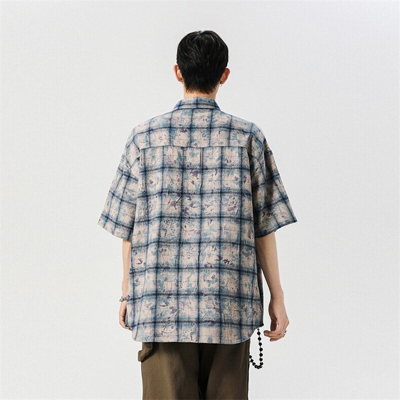 无影墙短袖衬衫耐磨格子衬衫休闲百搭MD-TH562-特批55控99,男装T恤,星座717