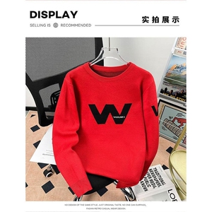 1506-1/M2-W1字母毛衣/P39安克拉红色毛衣男款冬季英本命年打底衫图片