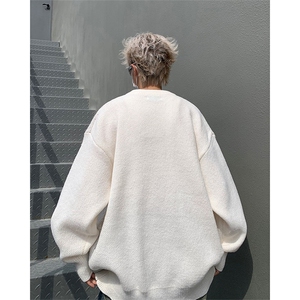 男生毛衣慵懒风oversize情侣穿搭秋冬圆领针织衫外套青年9184-p48图片