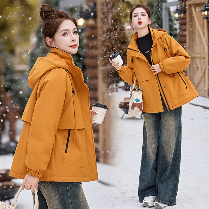 加绒加厚派克棉服女2024冬季新款宽松休闲连帽保暖工装风棉衣外套，女装棉衣/棉服，奕薇雅
